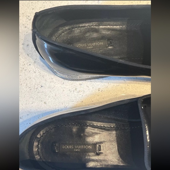 Louis Vuitton Black Patent Leather damier heel Loafers - Picture 8 of 11